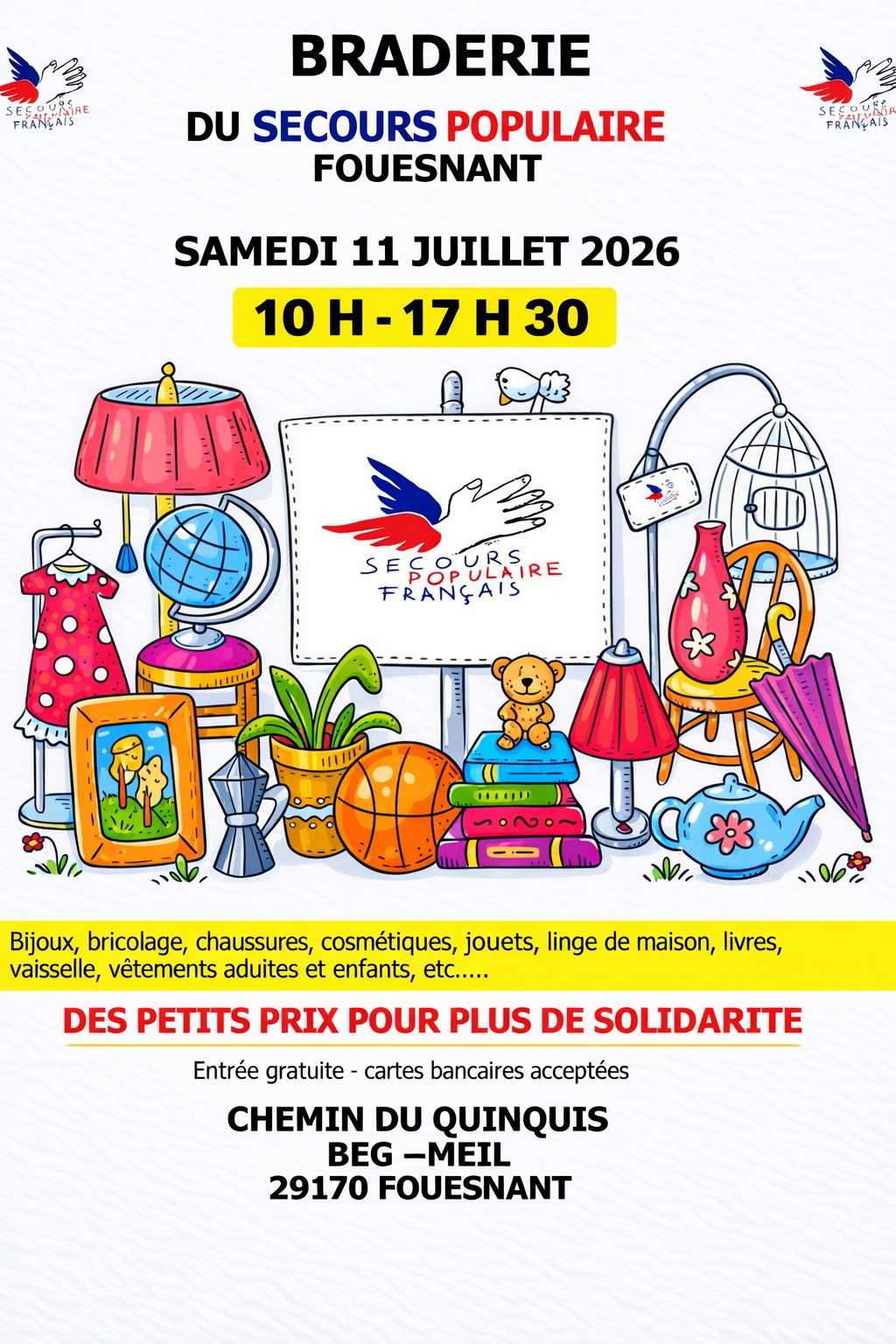 braderie secours populaire 11 juillet